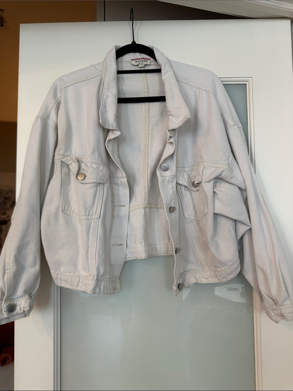 Andree Cream Cropped Jean Jacket